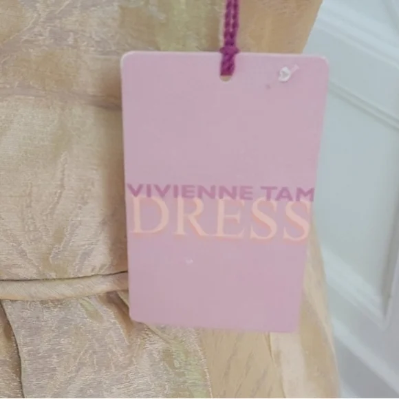 NWT VIVIENNE TAM Linen Silk Dress Size 4 Champaign - Picture 9 of 9